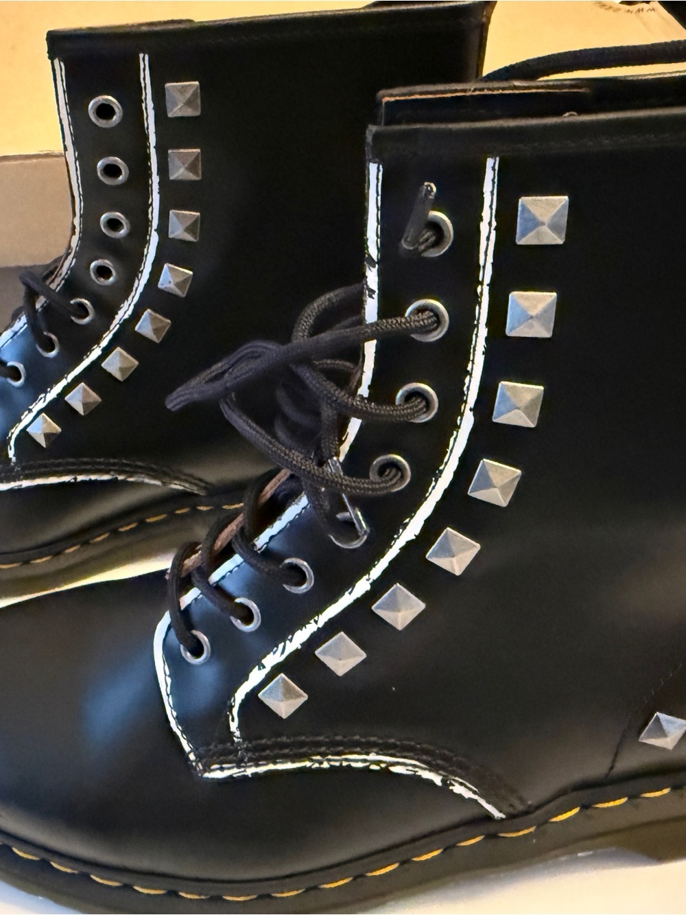 Dr. Martens Black Studded Lace-Up Combat Boots